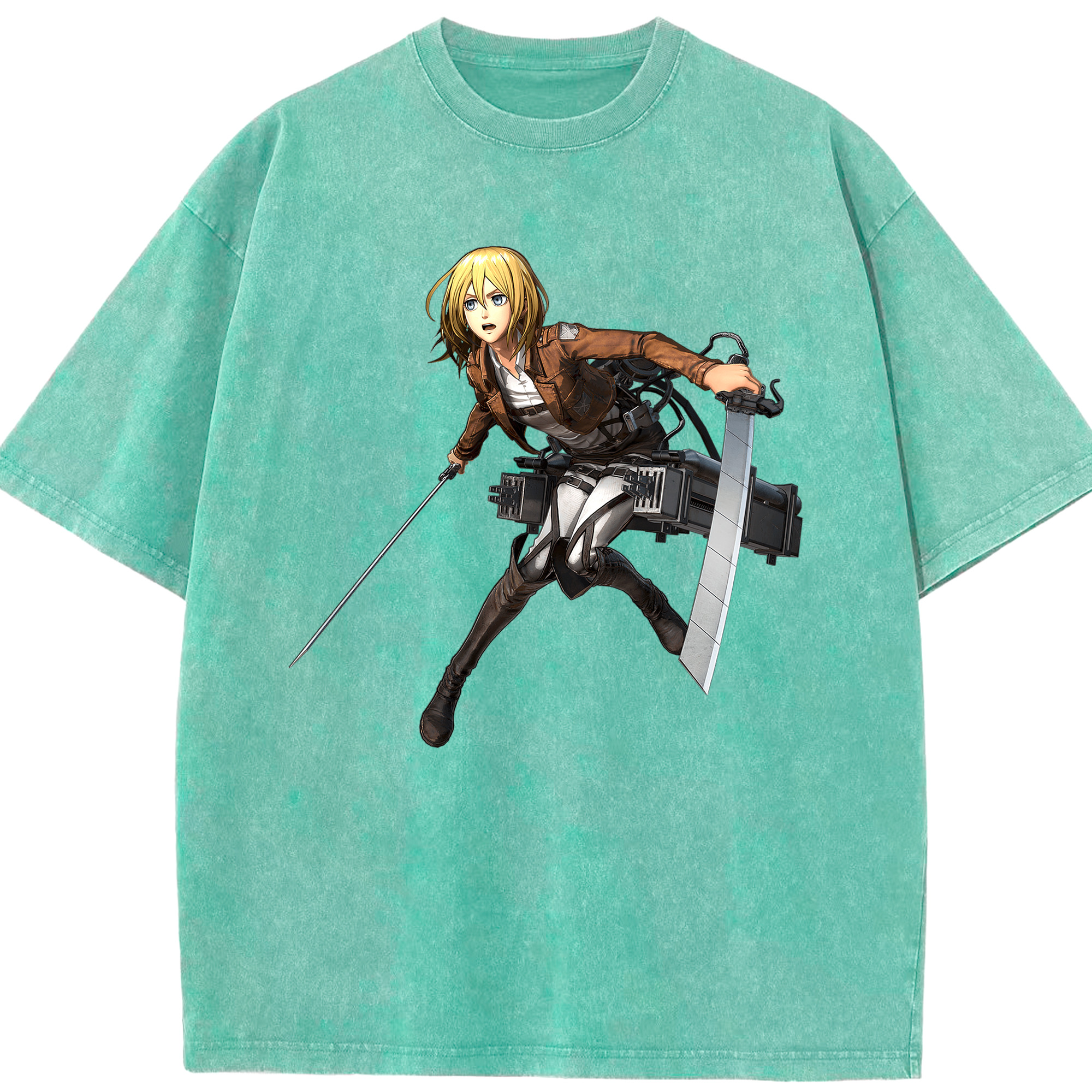 （画像用） 進撃の巨人 クリスタ·レンズ Attack on Titan Christa Lenz 綿100% ヴィンテージ風 半袖Tシャツ（フロントプリント）